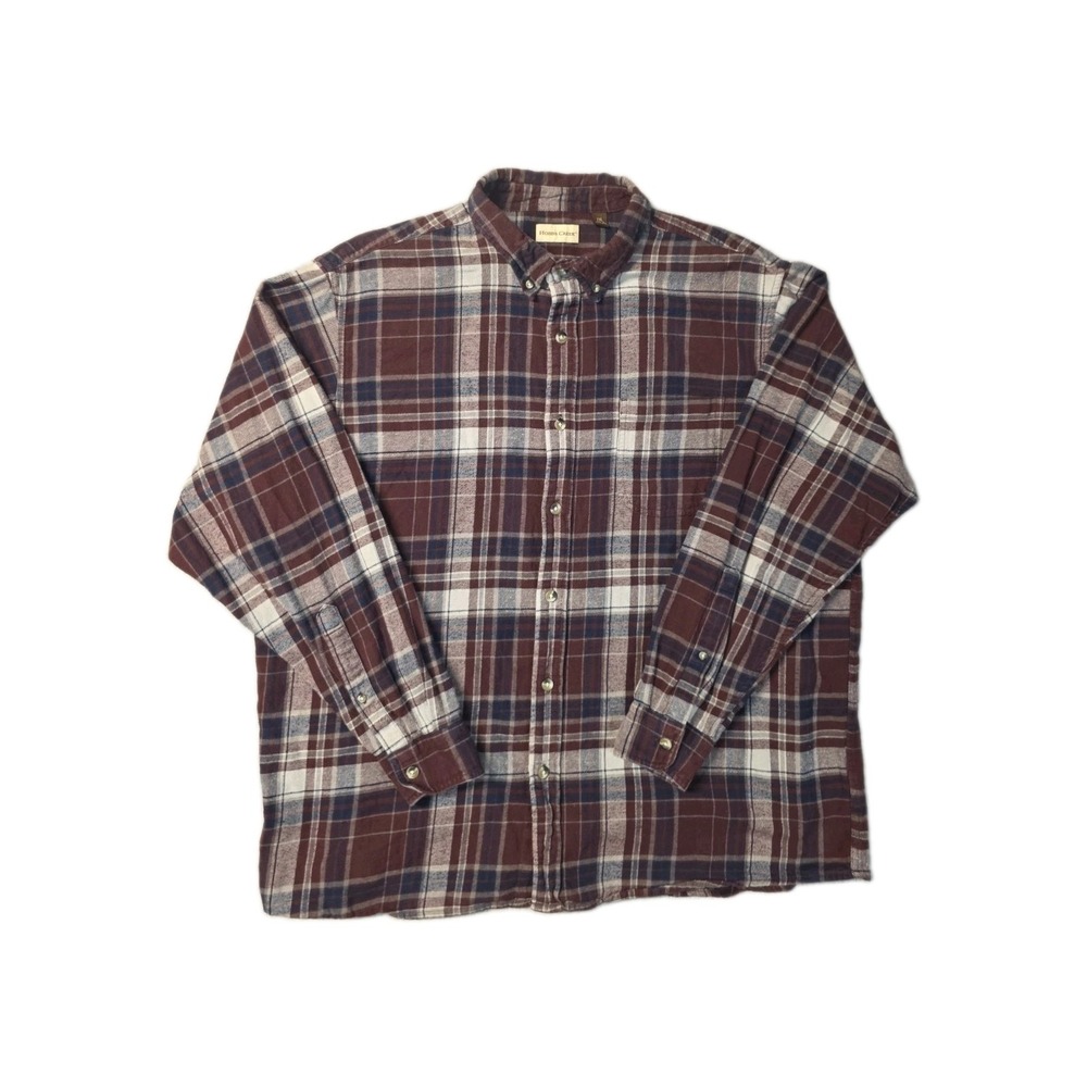 Hobbs Creek Flannel Plaid Navy Blue Red Mens 2XL Button Down Long Sleeve Shirt